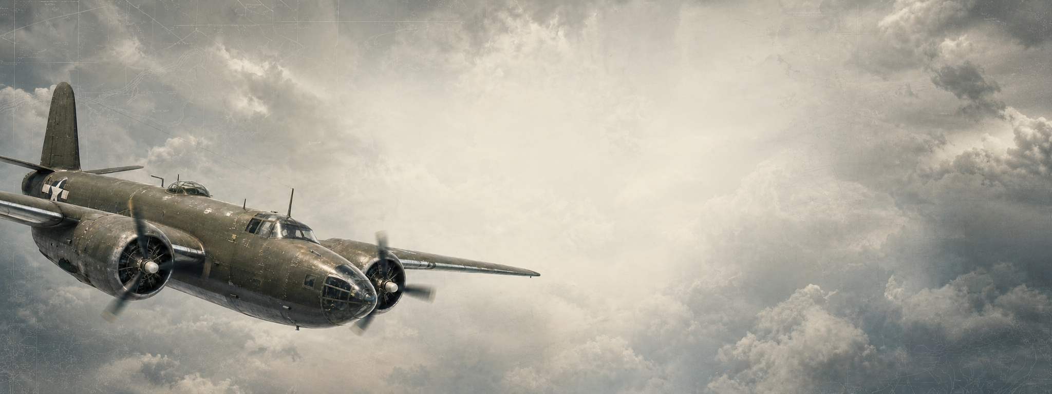 Ringo Reiner B-26 Marauder Collection inspired by aviation heritage, featuring a vintage B-26 aircraft above the clouds.