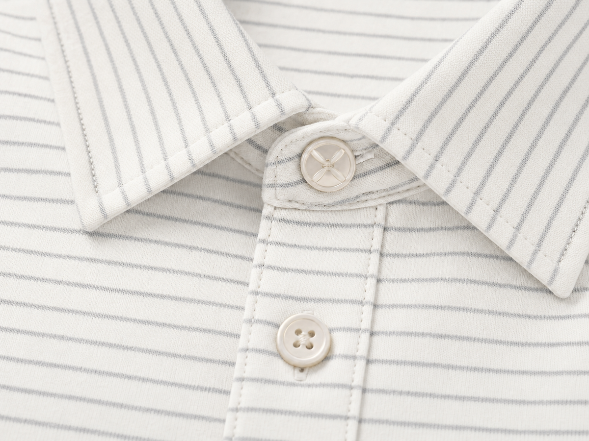 Officer Stripe Polo — Cloud White / Bare Aluminum