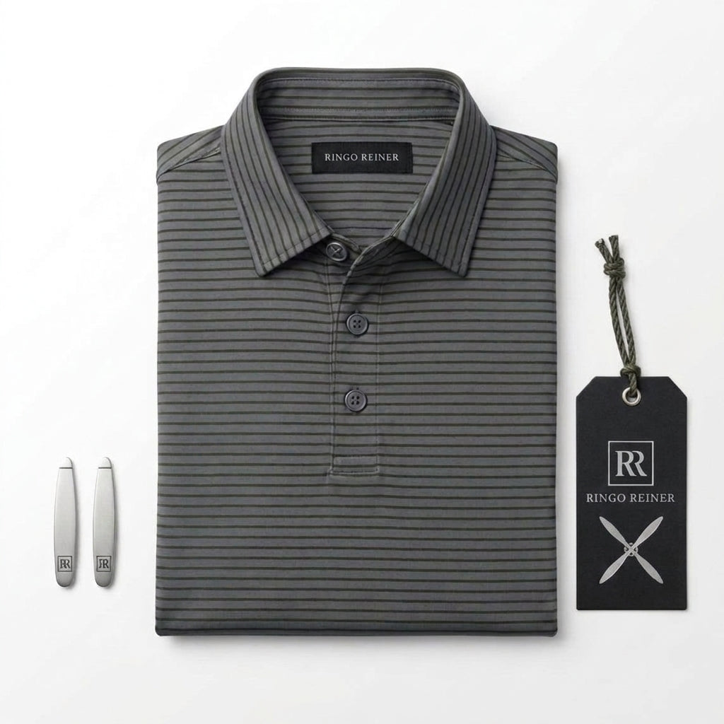 Officer Stripe Polo — Neutral Grey / Olive Drab