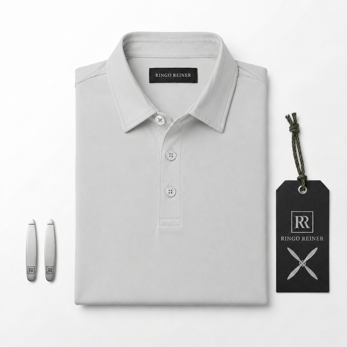 Ringo Reiner Founder Polo in Bare Aluminum men's golf polo