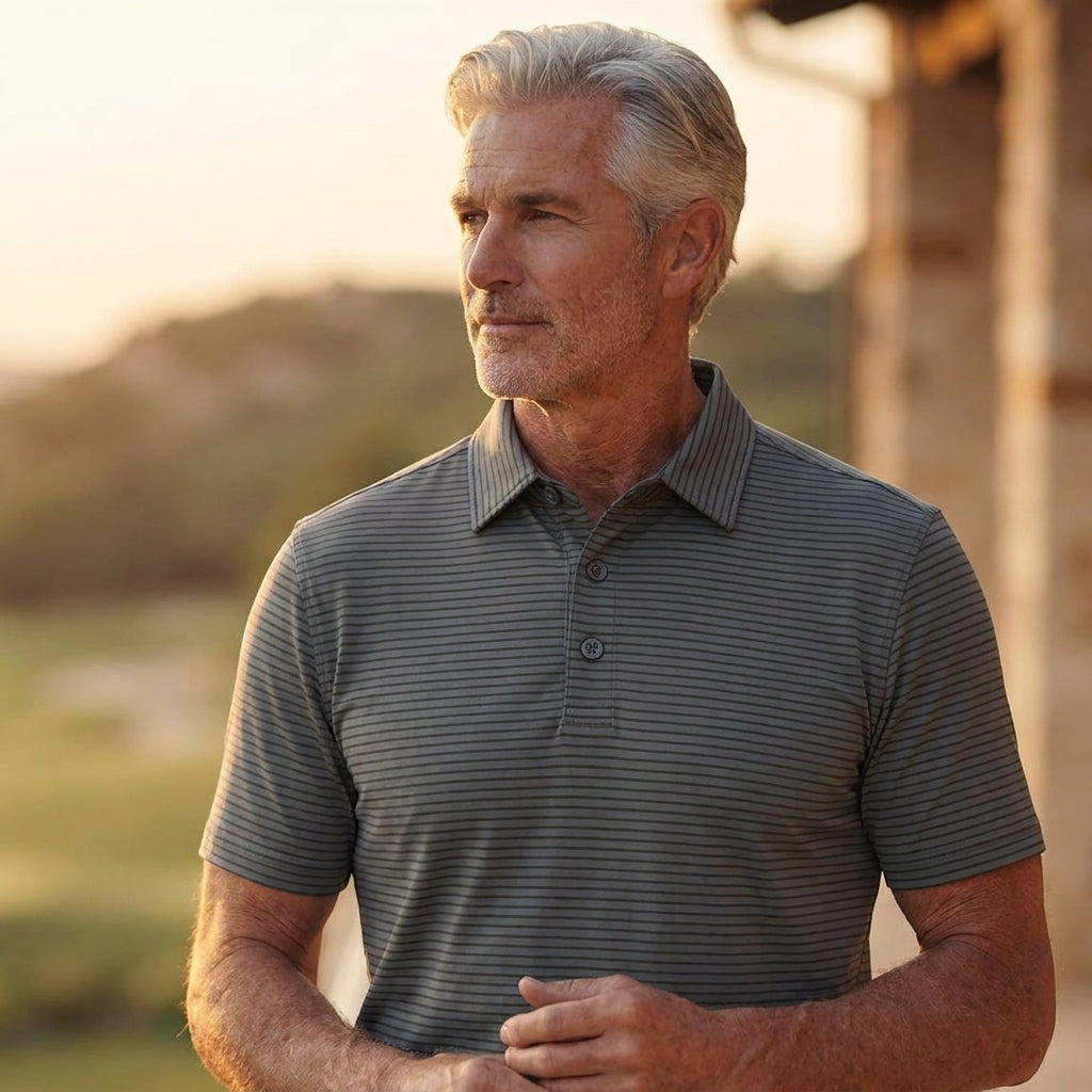 Officer Stripe Polo — Neutral Grey / Olive Drab