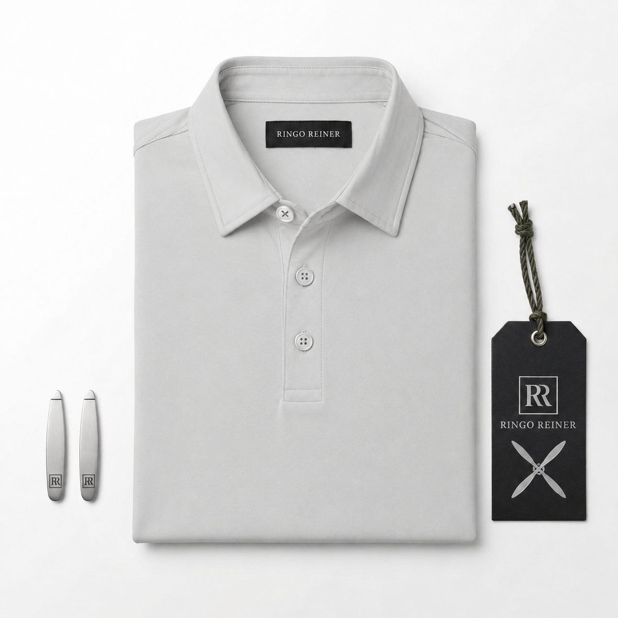 Ringo Reiner Founder Polo in Bare Aluminum men's golf polo