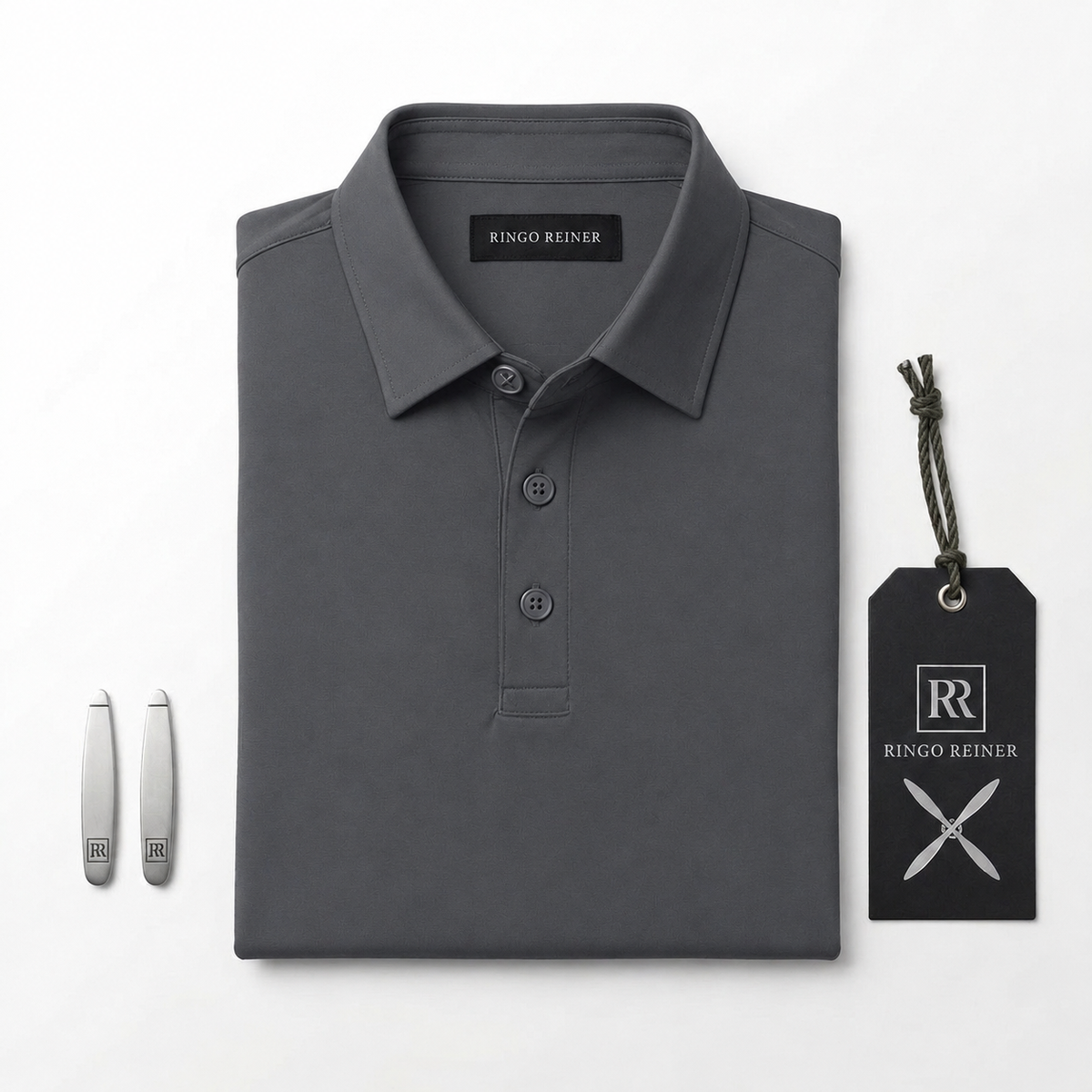 Ringo Reiner Founder Polo in Neutral Grey men's golf polo